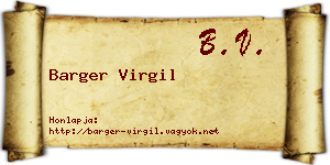 Barger Virgil névjegykártya